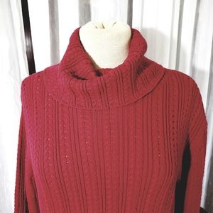 No name red cowl neck cable cord sweater size  M